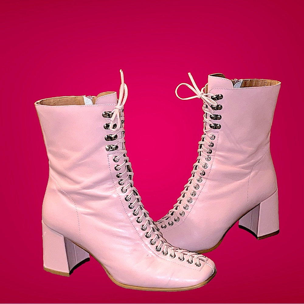 Jeffrey Campbell Baby Pink Lace-Up Boots *Super Hot!*